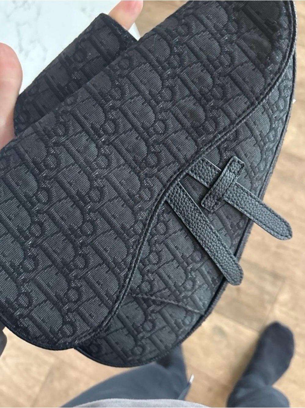 Dior Black Monogram Saddle Bag with Signature Jacquard